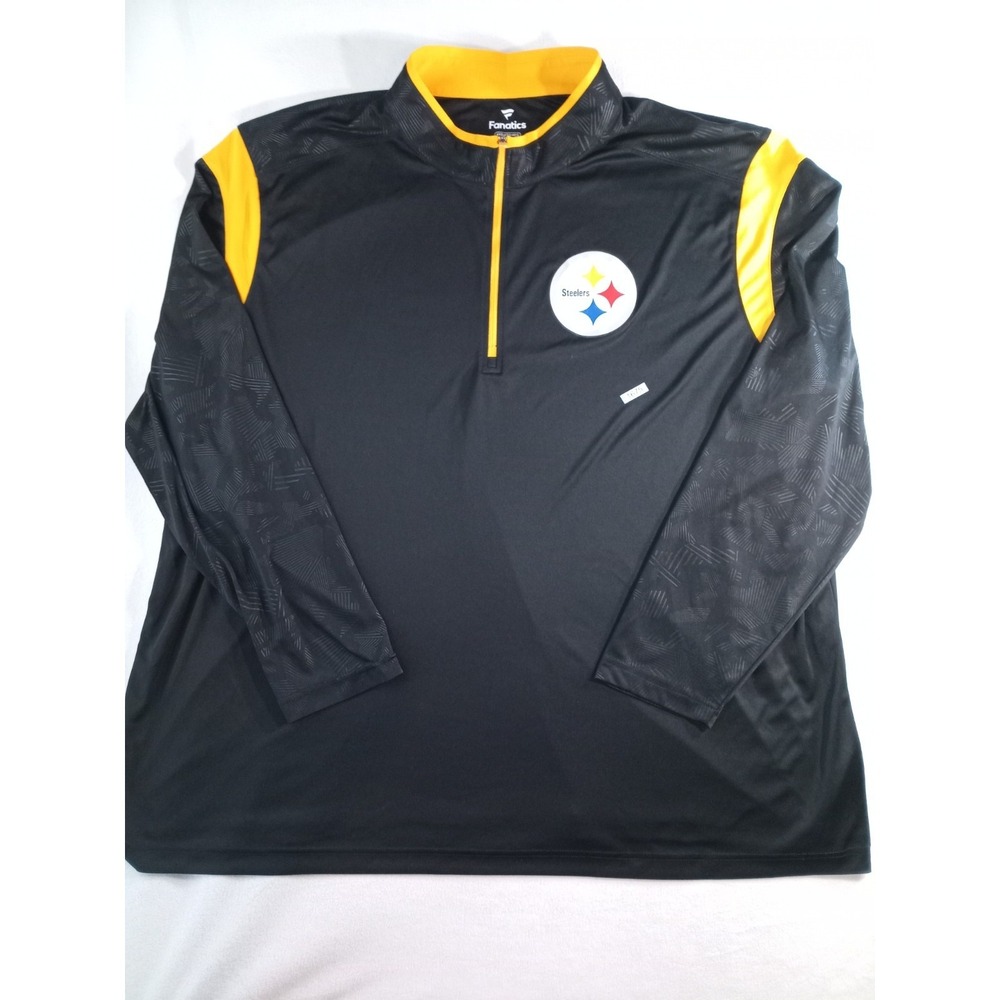 Pittsburgh Steelers Pullover Jacket Mens 4XB Black Gold Fanatics 1/4 Zip Big